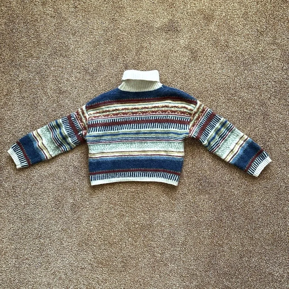 United Colors Of Benetton Sweater Youth Sm Cropped Shetland Fair Isle Nordic